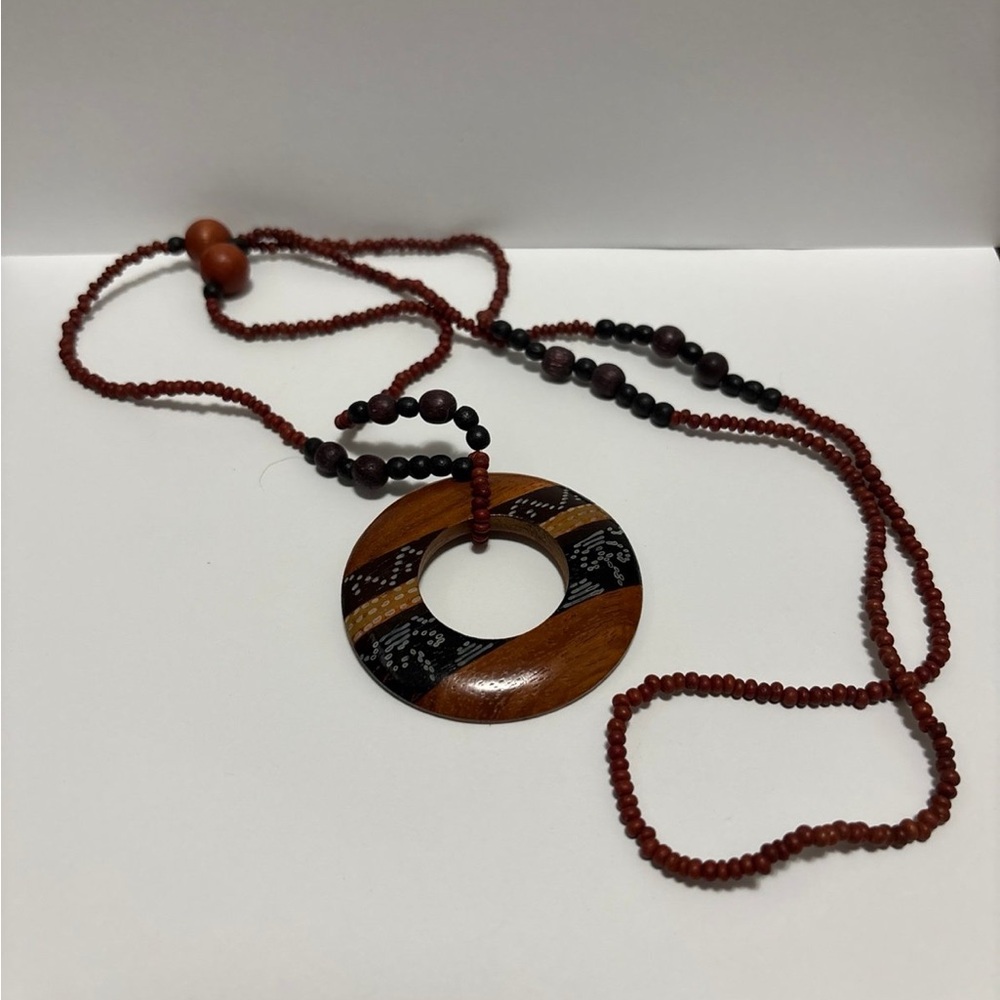 Vintage Handmade Wooden Beaded Necklace